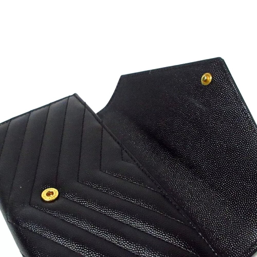 100% Authentic SAINT LAURENT PARIS - 372264 Black Gold Leather Long Wallet - Picture 5 of 8